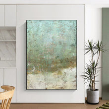 Load image into Gallery viewer, “Teal & Brown Textured Abstract” - Rustic Abstract Art on Canvas DKH1472