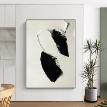 Load image into Gallery viewer, Black - White Textured Shapes Art – Ideal for Modern Monochrome Bathroom & Edgy Art Studio LargeART0710