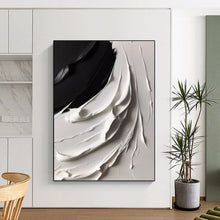 Load image into Gallery viewer, “Flowing Black and White Impasto” - Expressive Minimalist Art on Canvas DKH1670