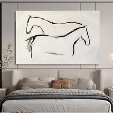 Load image into Gallery viewer, Minimalist Horse Silhouette Painting on Canvas - “Elegant Equines” DKH751