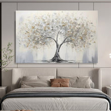 Load image into Gallery viewer, Silver & Gold Tree of Calm Hand-Painted Abstract Acrylic Art for Entryway Serenity LargeART1619