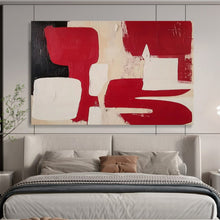 Load image into Gallery viewer, Hand - painted Large - scale Red, Black, and White Abstract Acrylic Art for Avant - Garde Bedrooms LargeART1802