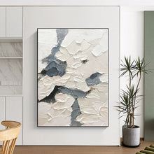 Load image into Gallery viewer, “Tactile Grey and White” - White, Grey Abstract Art on Canvas DKH1165