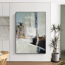 Load image into Gallery viewer, Large - Scale Soft - Toned Abstract Cityscape Acrylic for Minimalist Apartment & Art - Lover’s Café LargeART0352