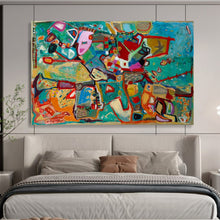 Load image into Gallery viewer, Hand - painted Vibrant Abstract Composition Acrylic Art for Creative Studio Decor LargeART1657