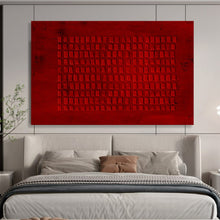 Load image into Gallery viewer, Hand - painted Red Textured Grid Acrylic Art for Industrial - Style Loft Decor LargeART1651