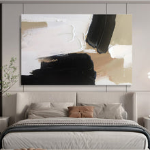Load image into Gallery viewer, Black, White, and Beige Abstract Painting for Modern Bedroom & Art - Loving Library DKH316