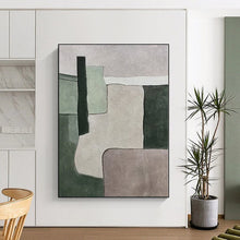 Load image into Gallery viewer, Large - Scale Green & Gray Geometric Abstract Art for Eco - Friendly Store & Home Library LargeART0392