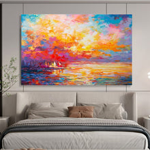 Load image into Gallery viewer, Colorful Abstract Sunset Landscape Painting On Canvas DKH409