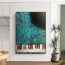 Load image into Gallery viewer, Teal - Toned Abstract Piano Painting, Suited for Music Room & Creative Lounge LargeART1998