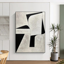 Load image into Gallery viewer, “Geometric Monochrome Abstraction” - Grey, Black Abstract Art on Canvas DKH1128
