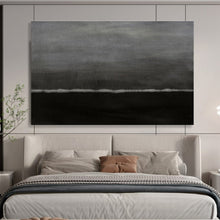 Load image into Gallery viewer, Monochrome Horizon Abstract Painting on Canvas - “Dusk’s Whisper” DKH598