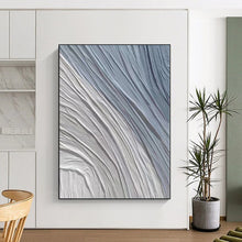 Load image into Gallery viewer, Grand Blue - Gray Wrinkled Textured Abstract Acrylic Decor for Spa & Waiting Room LargeART0387