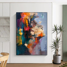 Load image into Gallery viewer, “Fragmented Portrait” – Abstract Figure Oil Painting with Color Blocks DTP285