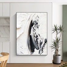 Load image into Gallery viewer, Black - White Textured Strokes Art - Perfect for Industrial - Chic Loft & Zen Meditation Room LargeART0701