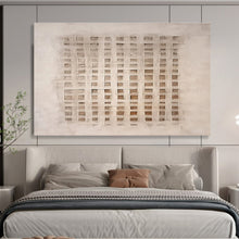 Load image into Gallery viewer, Beige & Brown Textured Grid Abstract Art - Ideal for Minimalist Home Office & Artistic Studio DKH050