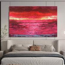 Load image into Gallery viewer, Fiery Red Sunset Abstract Painting for Romantic Dining Room & Coastal Villa Balcony DKH191