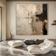 Load image into Gallery viewer, Neutral Tones with Linear Accents Abstract Canvas Painting, Perfect for Minimalist Living Room & Calm Office LargeART1215