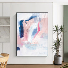 Load image into Gallery viewer, “Pastel Play” - Pink, blue, white with bold brushstrokes and lines DTP155