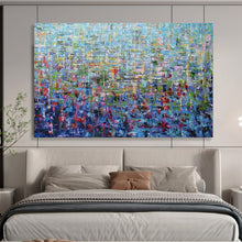 Load image into Gallery viewer, Hand - painted Oversized Blue Abstract Mosaic Acrylic Art for Modern Home Offices LargeART1796