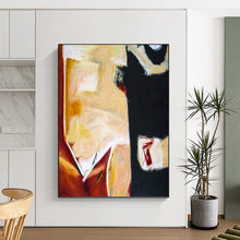 Load image into Gallery viewer, “Warm - Cool Contrast” - Earthy Yellow and Deep Black Abstract Art, Abstract Painting on Canvas DKH1090