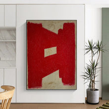 Load image into Gallery viewer, “Red Geometric Form” - Bold Red Abstract Shape Art, Abstract Painting on Canvas DKH1076