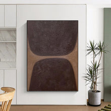 Load image into Gallery viewer, “Dual Dark Textured Shapes” - Brown Abstract Art on Canvas DKH1169