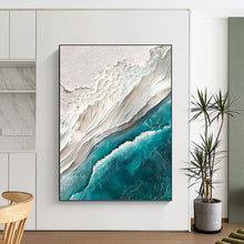 Load image into Gallery viewer, “Textured Coastal Impasto” - Blue and White Seascape Art on Canvas DKH1394