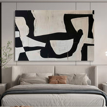 Load image into Gallery viewer, Monochrome Abstract Painting on Canvas - “Black and White Shapes” DKH745