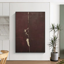 Load image into Gallery viewer, “Dark Tonal Split” - Maroon, Beige Abstract Art on Canvas DKH1149