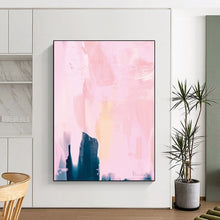 Load image into Gallery viewer, “Pink Haze” - Soft pinks, dark blue, layered brushstrokes, ethereal vibe DTP180