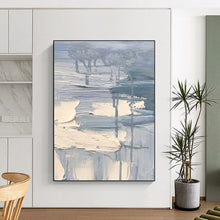 Load image into Gallery viewer, “Textured Blue and Beige Abstract” - Blue, Beige, Grey Abstract Art on Canvas DKH1292