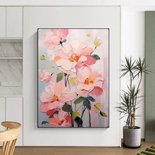 Load image into Gallery viewer, Pink & Green Floral Abstract Painting, Ideal for Feminine Bedroom & Charming Living Room LargeART2123
