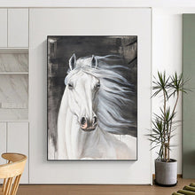 Load image into Gallery viewer, “White Horse Portrait” - Realistic Animal Art on Canvas DKH1529