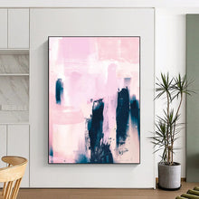 Load image into Gallery viewer, “Blush Silhouettes” - Soft pinks, dark blue, abstract shapes, dreamy mood DTP179