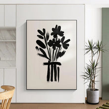 Load image into Gallery viewer, Minimalist Black - White Abstract Flower Painting, Suited for Contemporary Hallway & Art - Focused Office LargeART2035