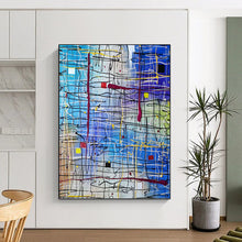 Load image into Gallery viewer, “Colorful Web - Like Abstract” - Expressive Line Art on Canvas DKH1583