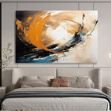 Load image into Gallery viewer, Dynamic Orange, Blue, and Beige Swirl Abstract acrylic painting DLZ098