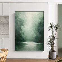 Load image into Gallery viewer, “Misty Green Forest River” - Impressionistic Abstract Acrylic DTP024