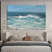 Load image into Gallery viewer, Dynamic Ocean Waves in Blue Abstract acrylic painting DLZ025