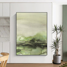 Load image into Gallery viewer, Green - Hued Watercolor Abstract Landscape, Suited for Nature - Lover’s Study & Fresh Kitchen LargeART1965