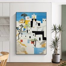 Load image into Gallery viewer, Mediterranean Village Art for Coastal Home & Travel - Inspired Living Room LargeART0882