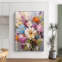 Load image into Gallery viewer, “Impasto Flower Bouquet” - Textured Floral Art on Canvas DKH1593