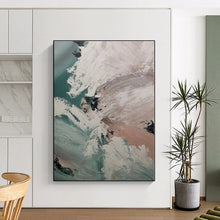 Load image into Gallery viewer, Turquoise and White Abstract Acrylic Art - Ideal for Beach - themed Home Office & Coastal Living Room LargeART0554