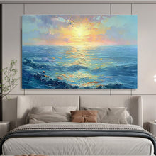 Load image into Gallery viewer, Impressionistic Sunset Seascape Painting on Canvas - “Golden Horizons” DKH760