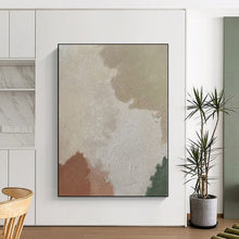 Load image into Gallery viewer, Large Soft Beige, Brown & Green Color Block Abstract Acrylic for Yoga Studio & Bedroom Nook LargeART0391