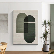 Load image into Gallery viewer, Green & Black Geometric Abstract Art – Ideal for Modern Office Lobby & Minimalist Living Room LargeART0674