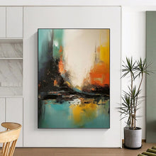 Load image into Gallery viewer, “Vibrant Urban Abstraction” Abstract Cityscape Painting on Canvas, Energetic Metropolitan Art DKH928