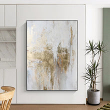 Load image into Gallery viewer, “Gold - Accented White Abstract” Abstract Painting on Canvas, Luxe Wall Art DKH1006
