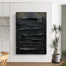 Load image into Gallery viewer, Monochromatic Black Textured Abstract - Fits Minimalist Bedroom & Study LargeART2356